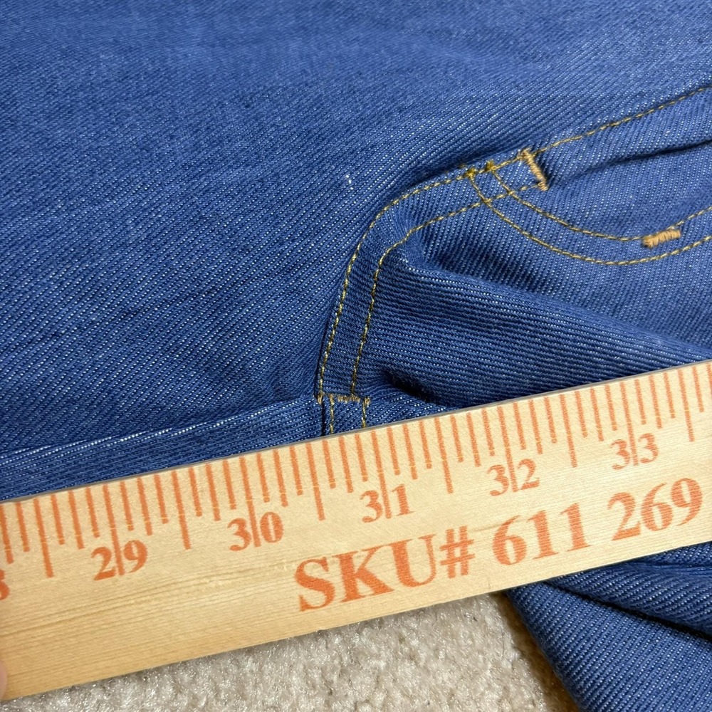 Vtg 1970s Raw Denim Blue Jeans Mens Fit 34x31 Blue Straight Leg Pants - Picture 6 of 13